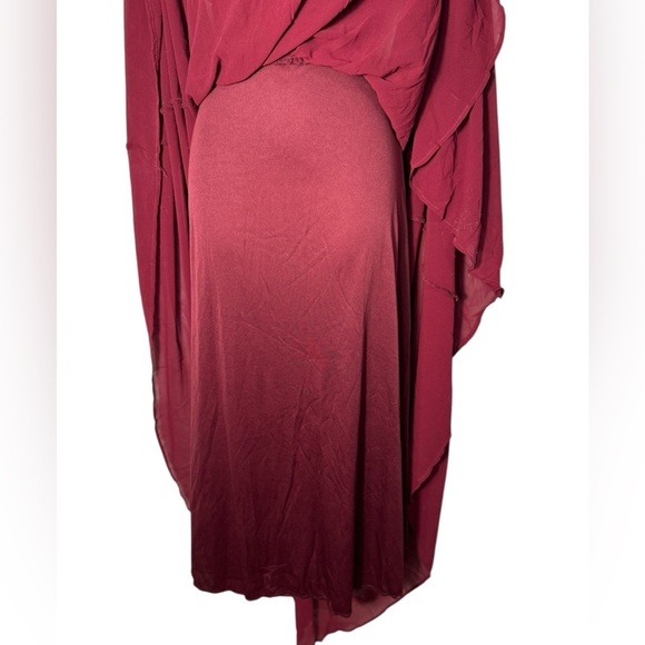 AOFUR WINE RED CHIFFON COCKTAIL maxi EVENING PARTY SWING Bridesmaid DRESS Large - Picture 7 of 16